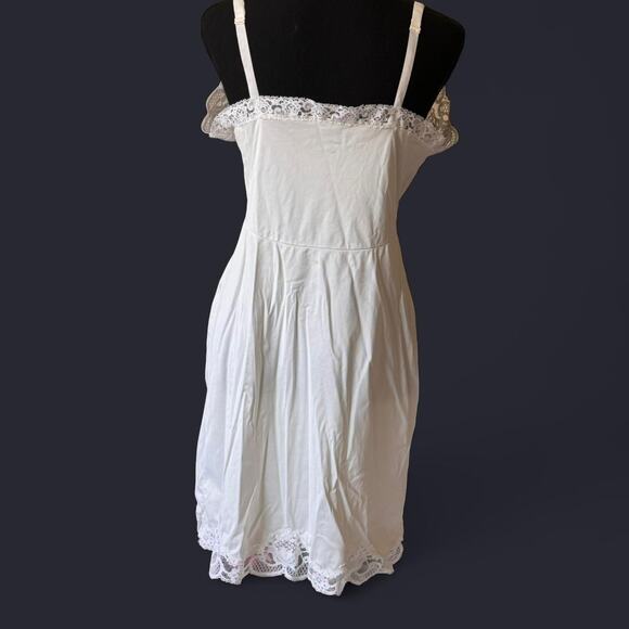 Vintage dainty lace trim white slip dress romantic fairy cottagecore medieval - Picture 3 of 7